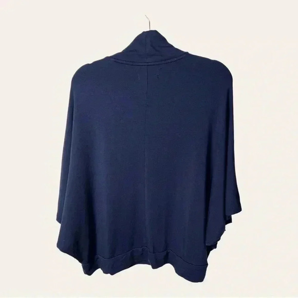 0422W. Lou&grey‎ FOR LOFT PONCHO STYLE MOCK NECKLINE TOP NAVY BLUE SIZE MEDIUM - Picture 8 of 11